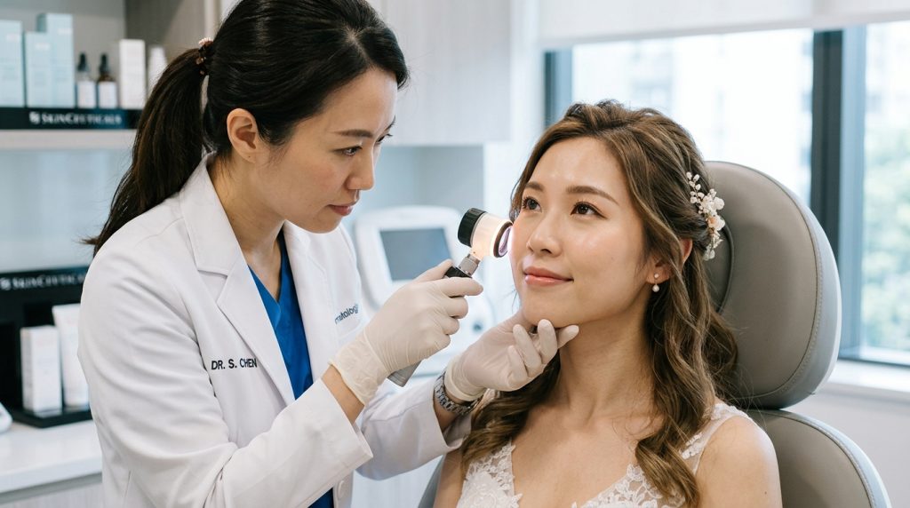 Dermatologist examining brides 202603302252