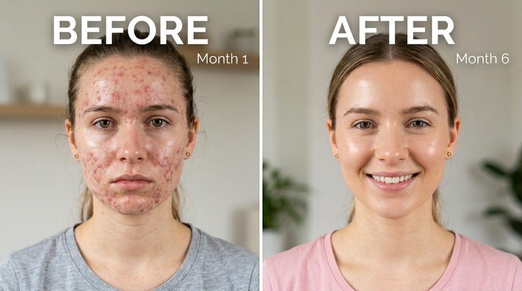 Before and after results of dark spots removal on skin